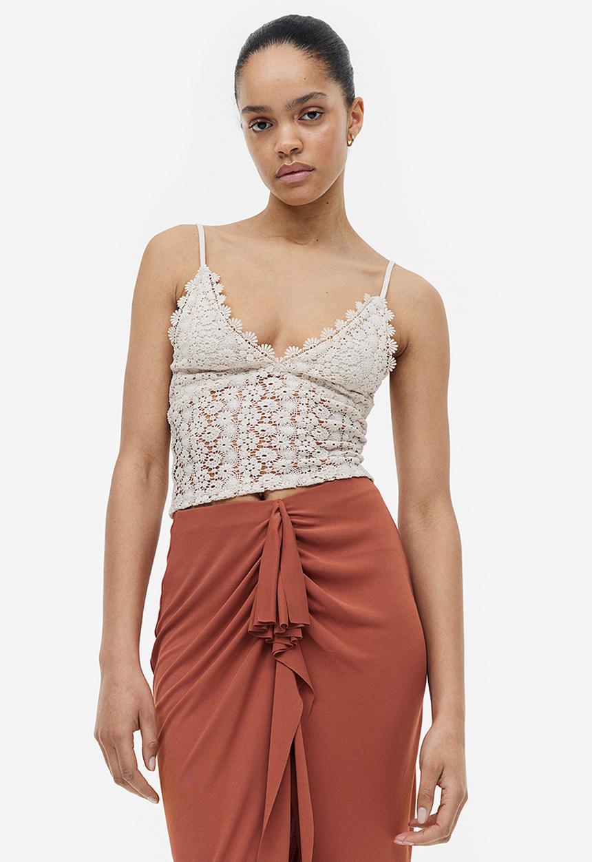 H&M - Gusset-panel jersey skirt - brick red