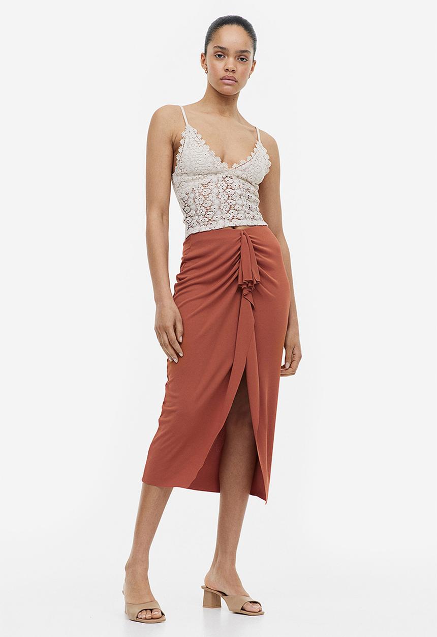 H&M - Gusset-panel jersey skirt - brick red