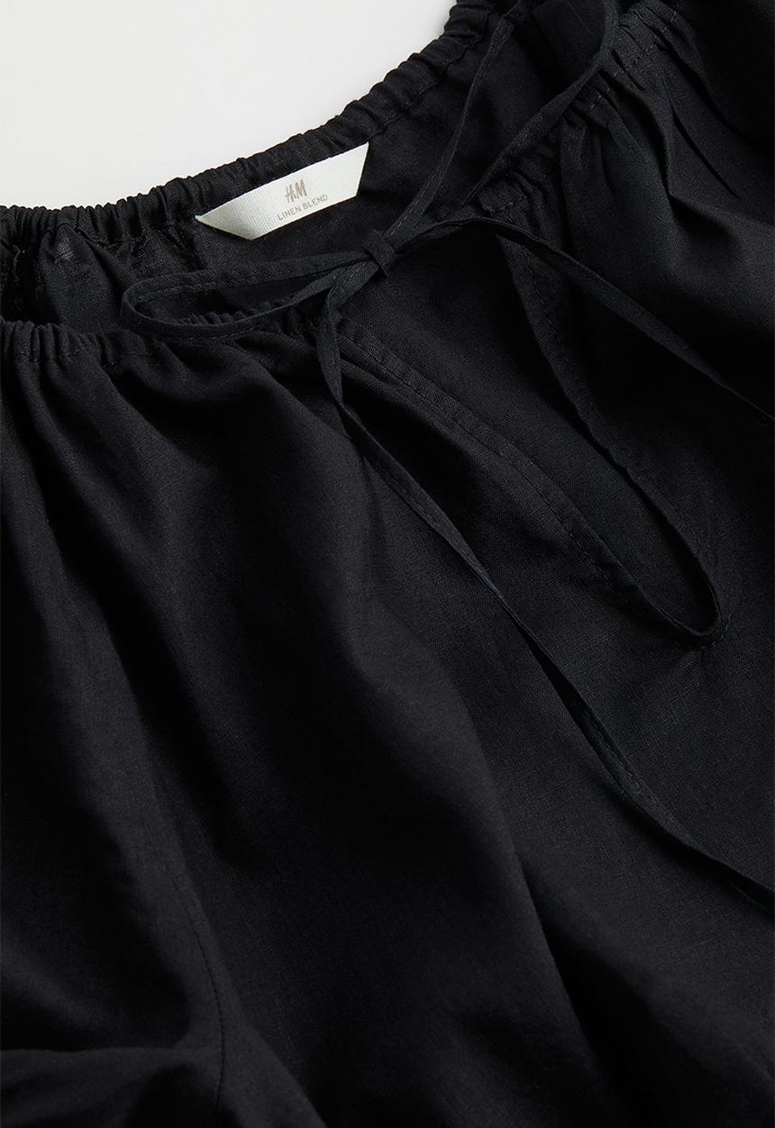 H&M - Linen-blend blouse - black