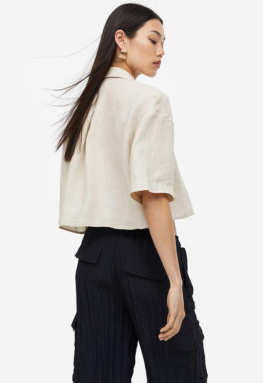 H&M - Oversized linen shirt - light beige 