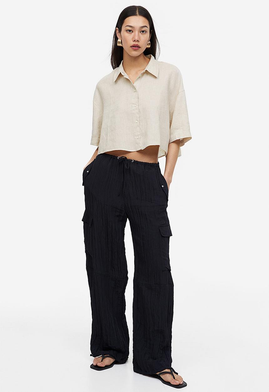 H&M - Oversized linen shirt - light beige 