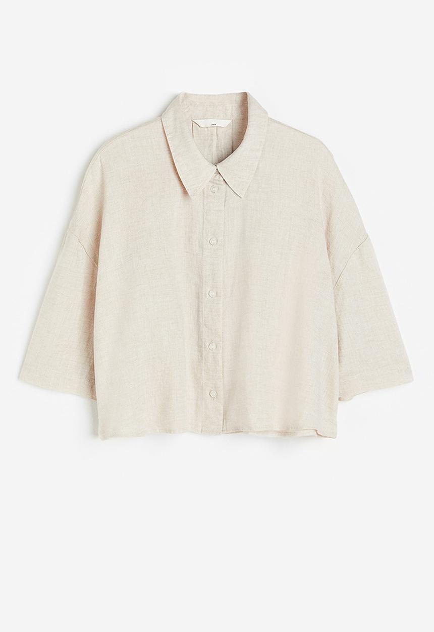 H&M - Oversized linen shirt - light beige 