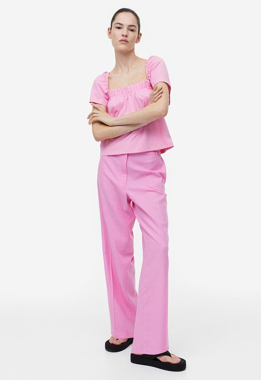 H&M - Square-neck top - light pink
