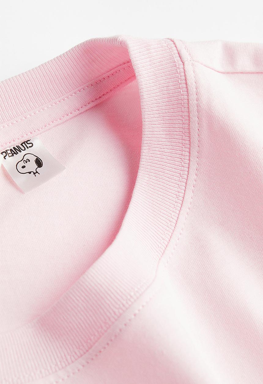 H&M - Oversized printed t-shirt - light pink snoopy