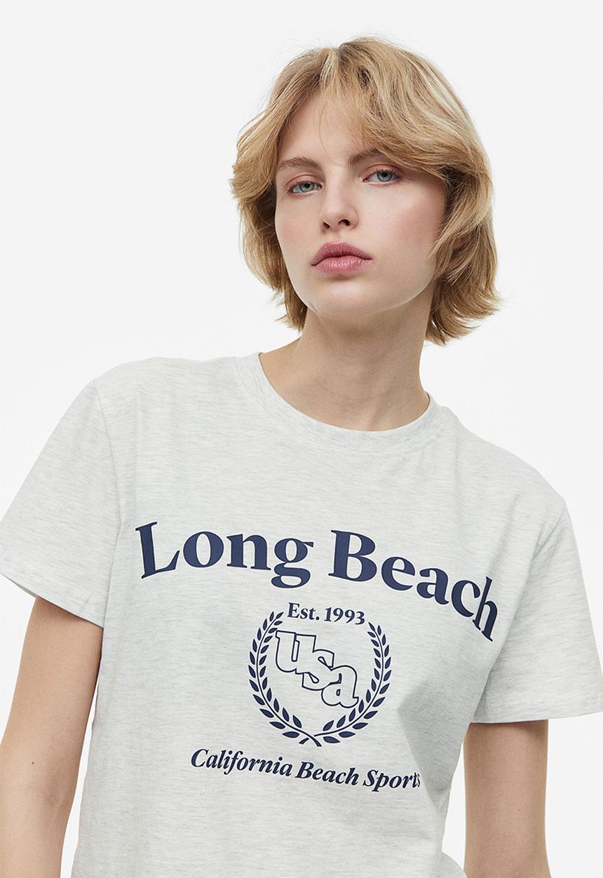 H&M - T-shirt - light grey marl long beach