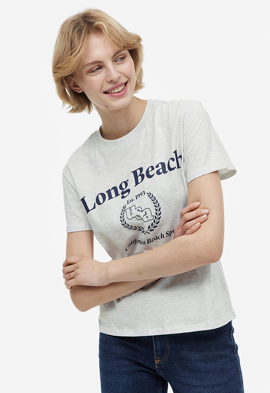 H&M - T-shirt - light grey marl long beach