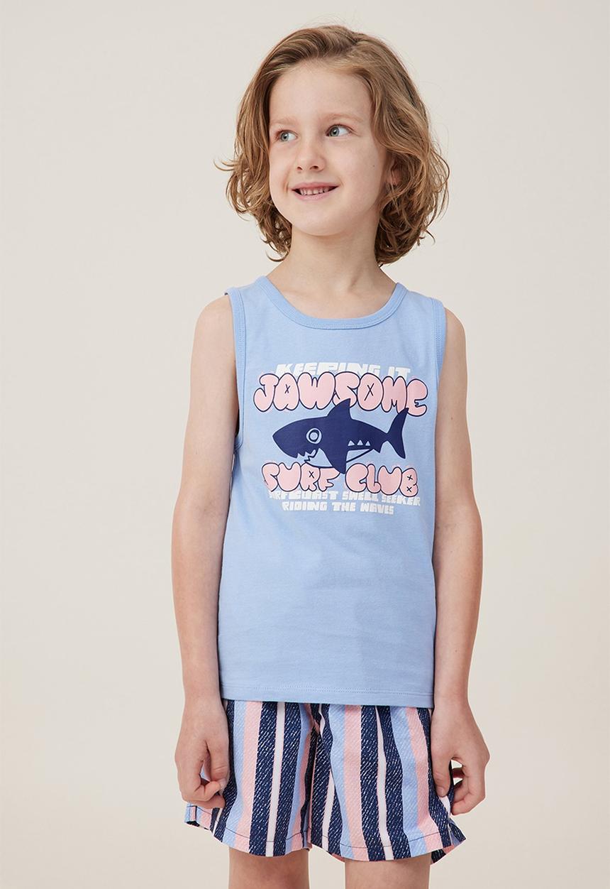 Cotton On - Olsen tank - dusk blue/jawsome surf club