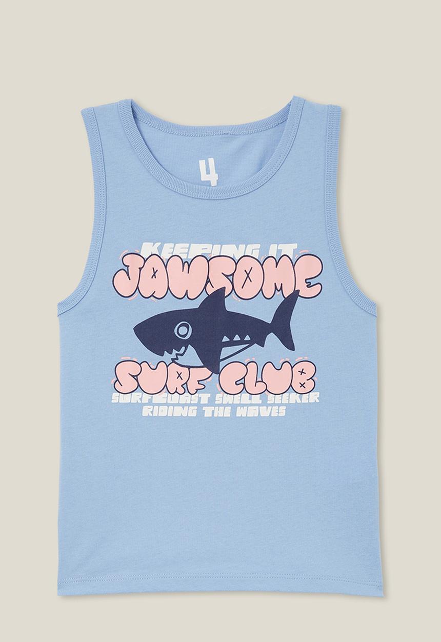 Cotton On - Olsen tank - dusk blue/jawsome surf club