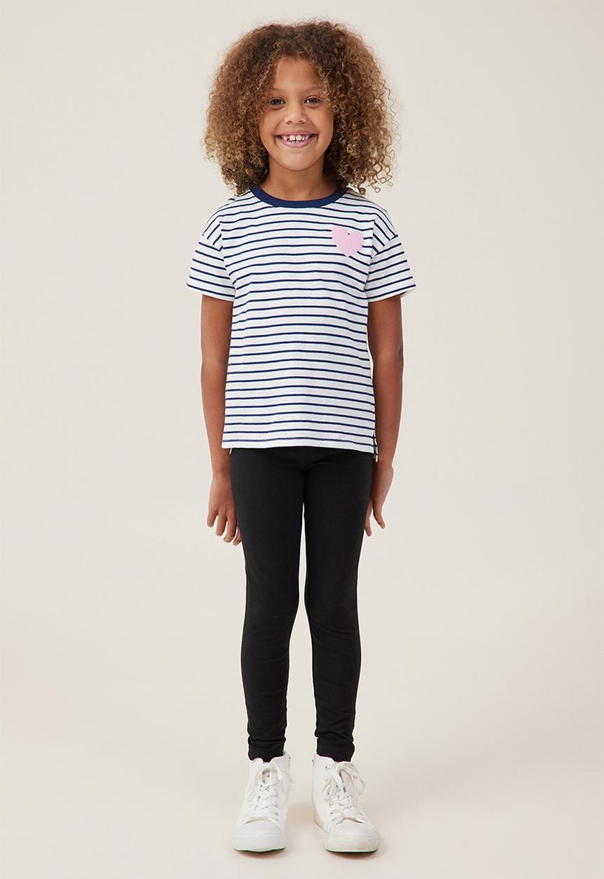 Cotton On - Poppy short sleeve print tee - in the navy vanilla stripe/heart