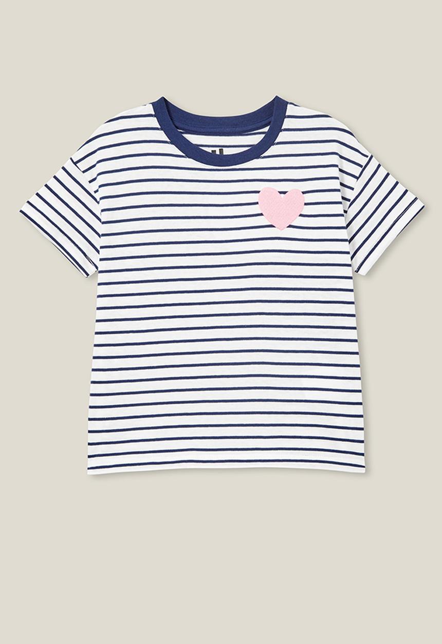 Cotton On - Poppy short sleeve print tee - in the navy vanilla stripe/heart