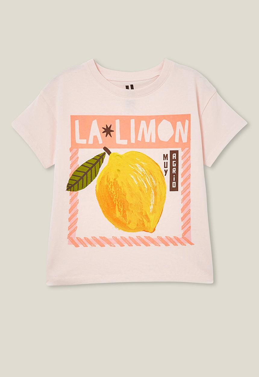 Cotton On - Poppy short sleeve print tee - crystal pink/la limon