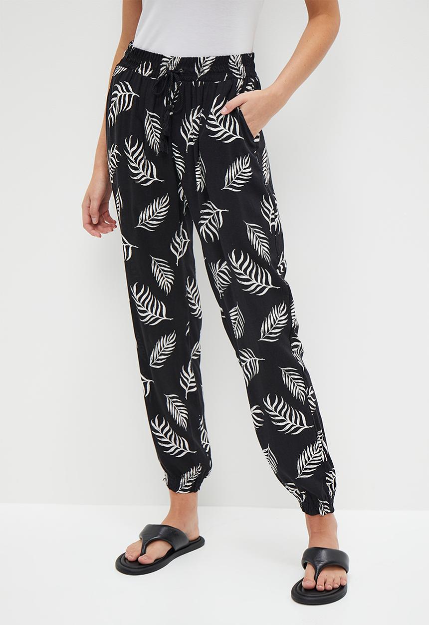 HAILYS - Feather print trousers - black