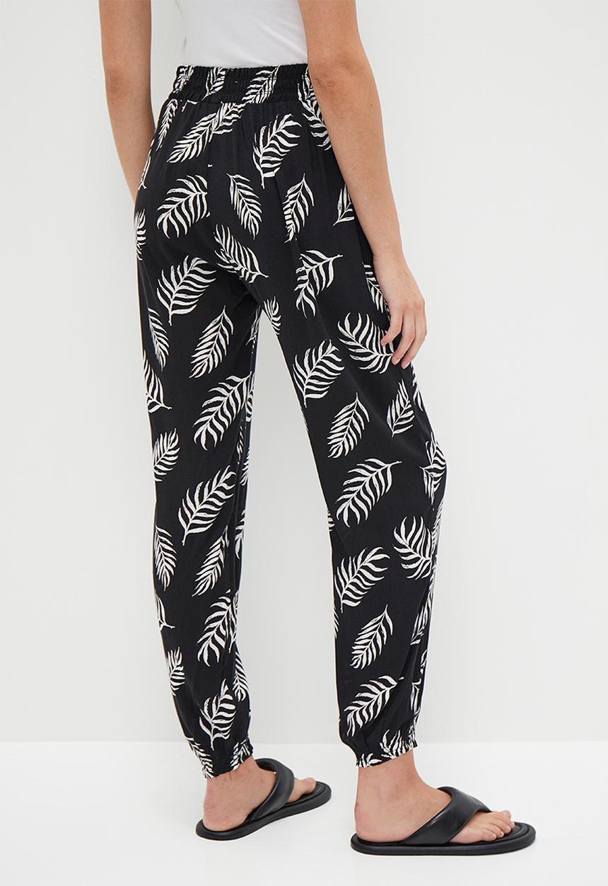 HAILYS - Feather print trousers - black