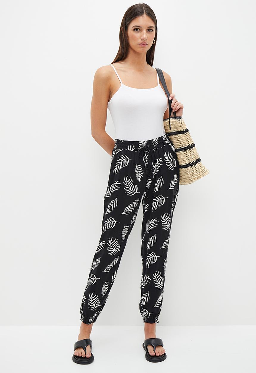 HAILYS - Feather print trousers - black