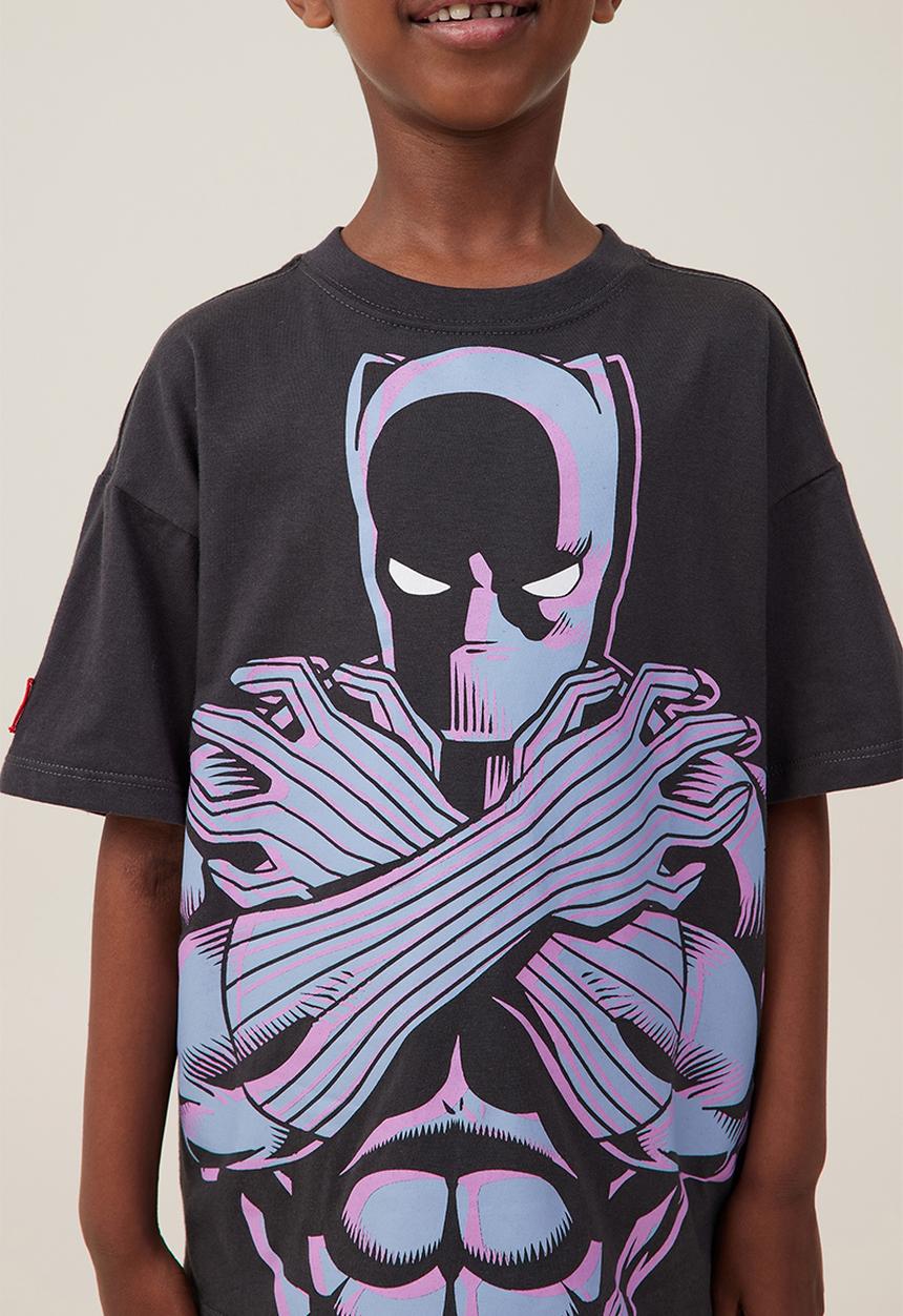Cotton On - License drop shoulder short sleeve tee - lcn mar phantom/black panther face