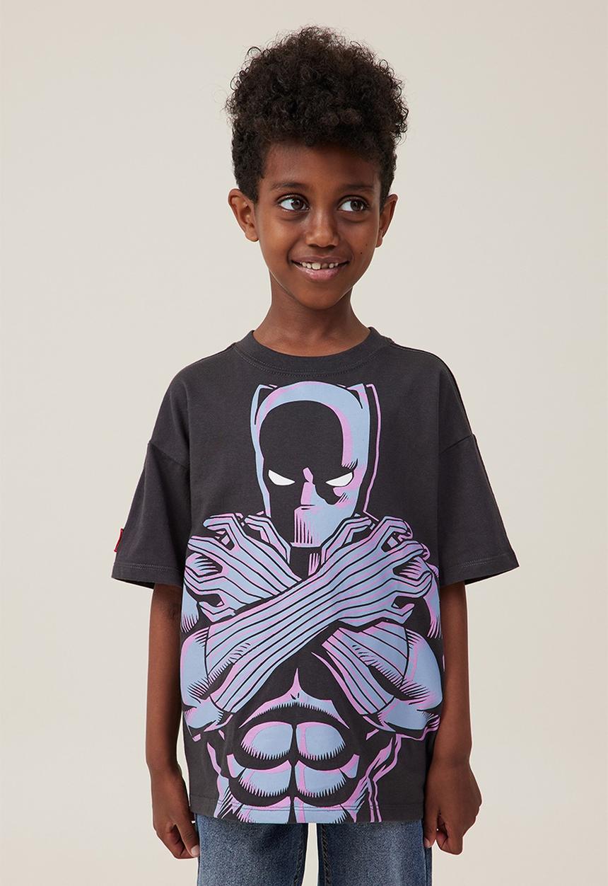 Cotton On - License drop shoulder short sleeve tee - lcn mar phantom/black panther face