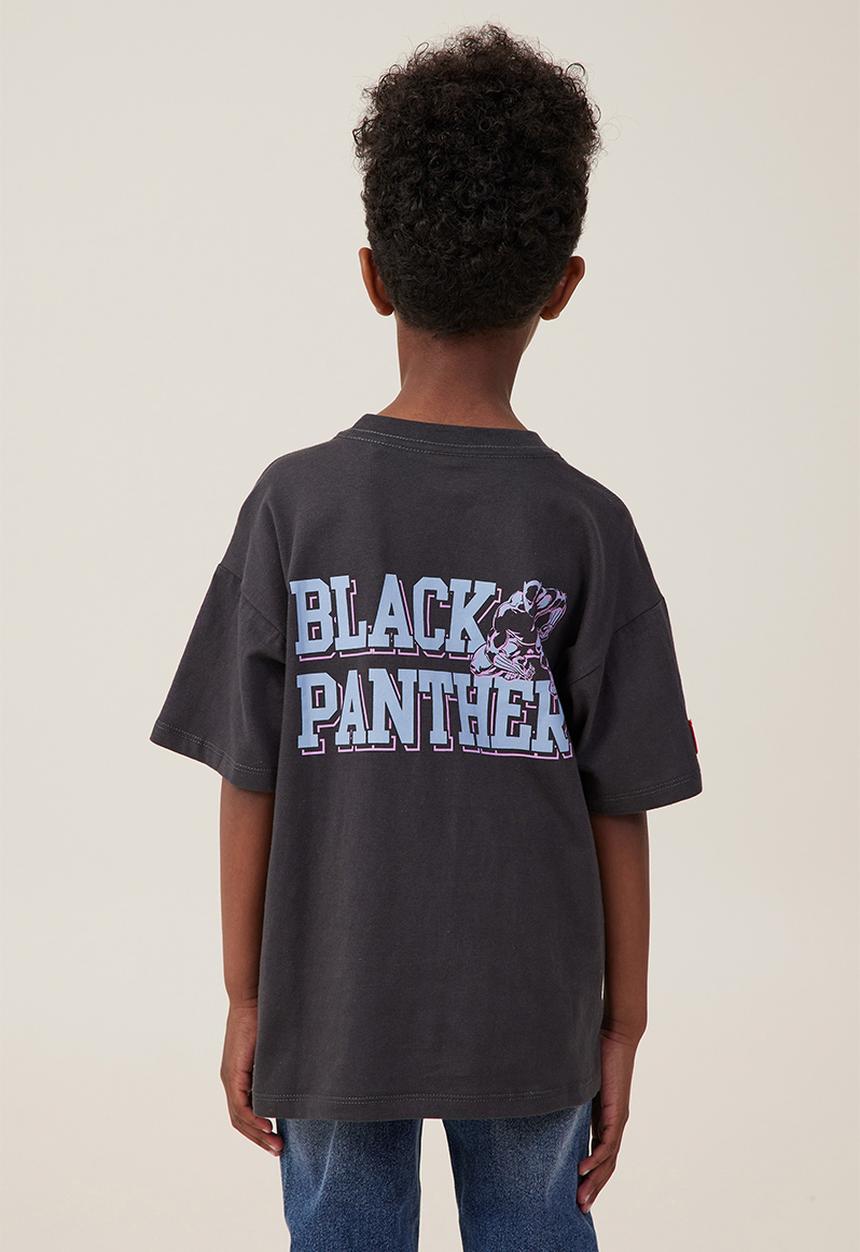 Cotton On - License drop shoulder short sleeve tee - lcn mar phantom/black panther face