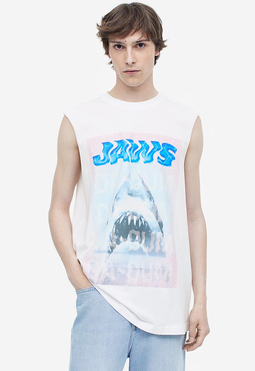 H&M - Printed vest top - white jaws