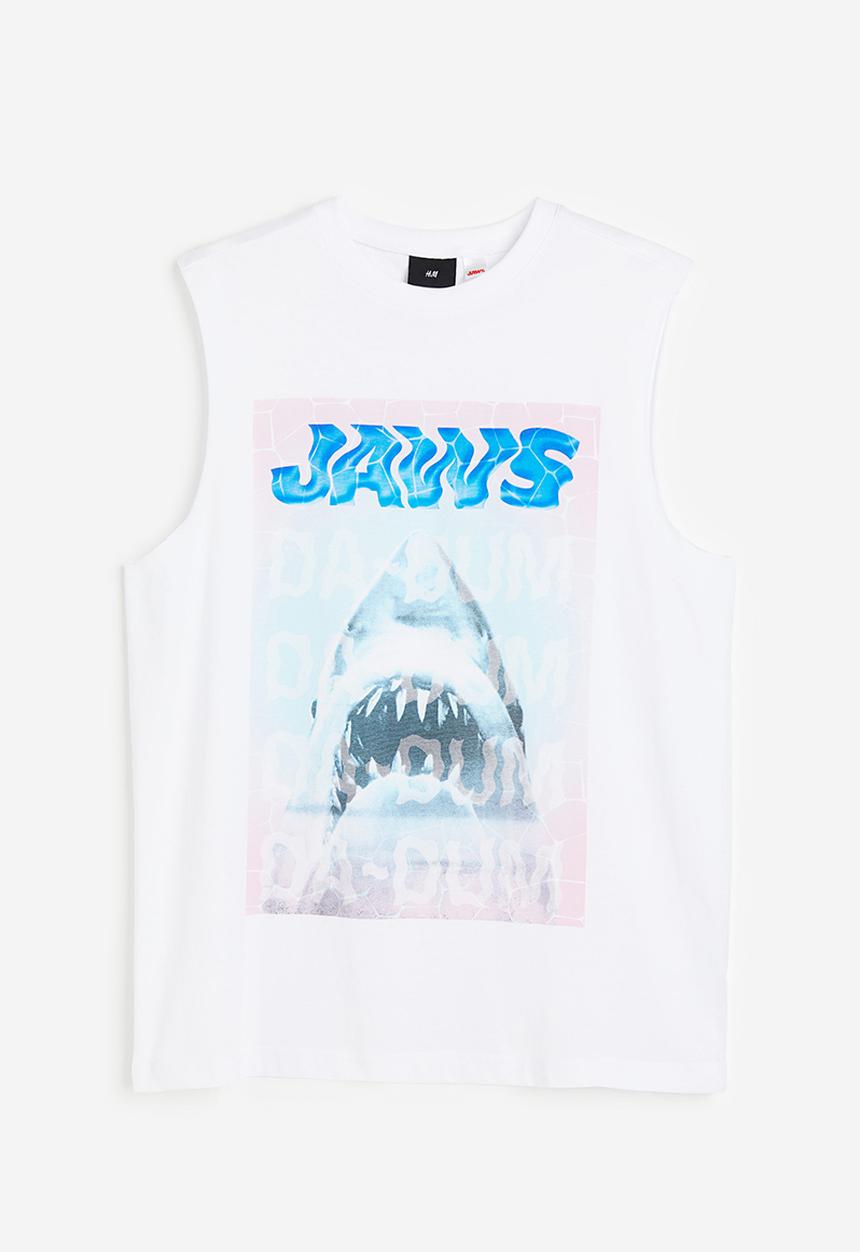 H&M - Printed vest top - white jaws