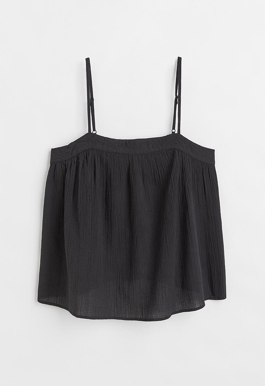 H&M - Crinkled top - black