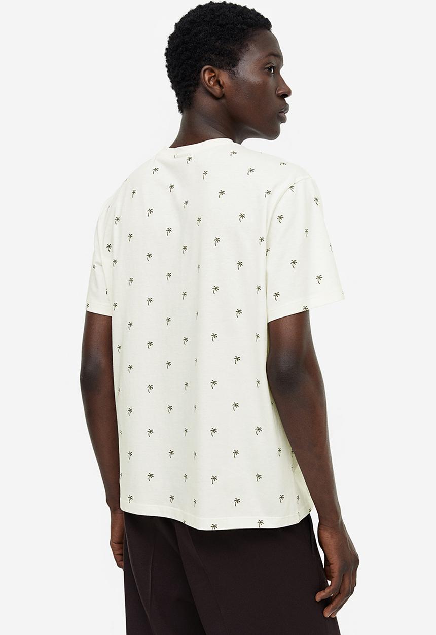 H&M - Regular fit cotton T-shirt - white palm trees