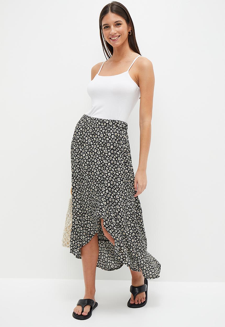 HAILYS - Midi skirt - black flower