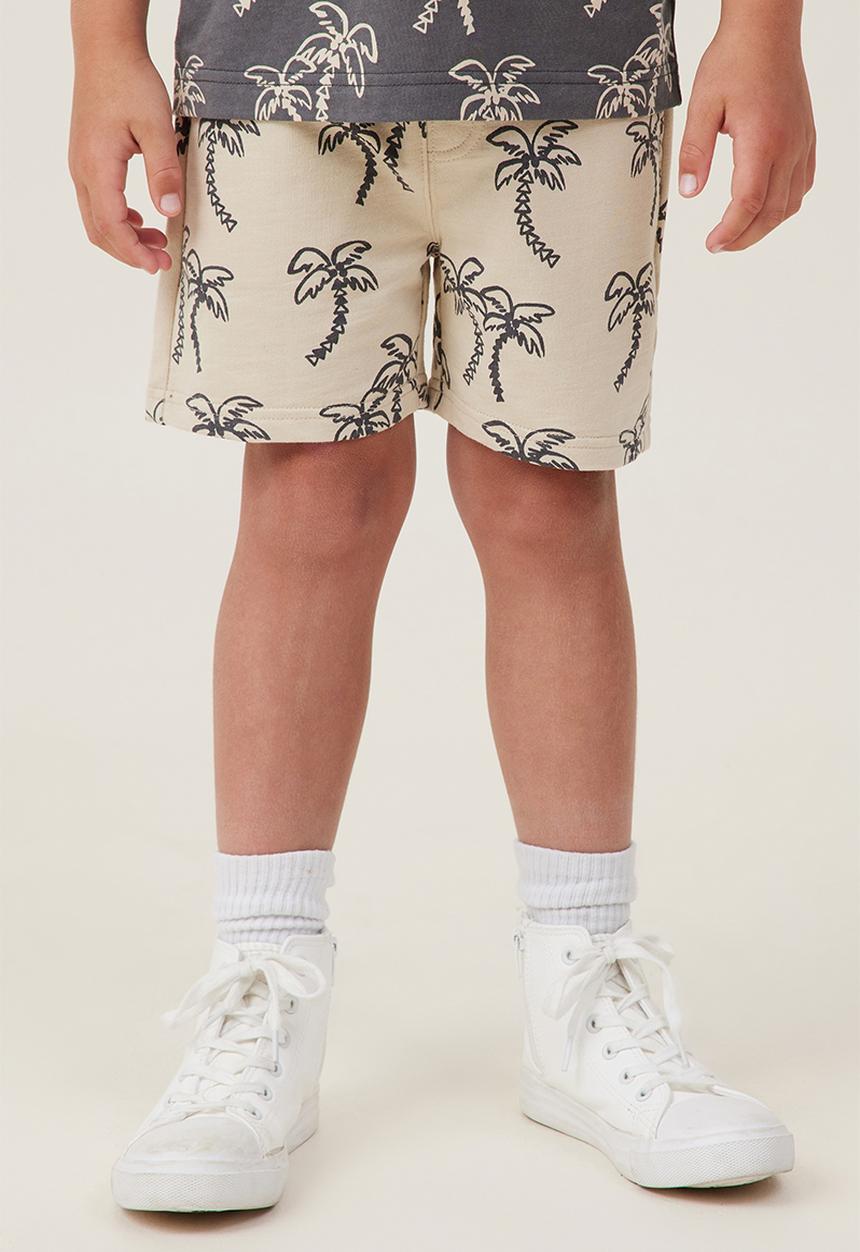 Cotton On - Henry slouch short - rainy day / rabbit grey palm tree yardage
