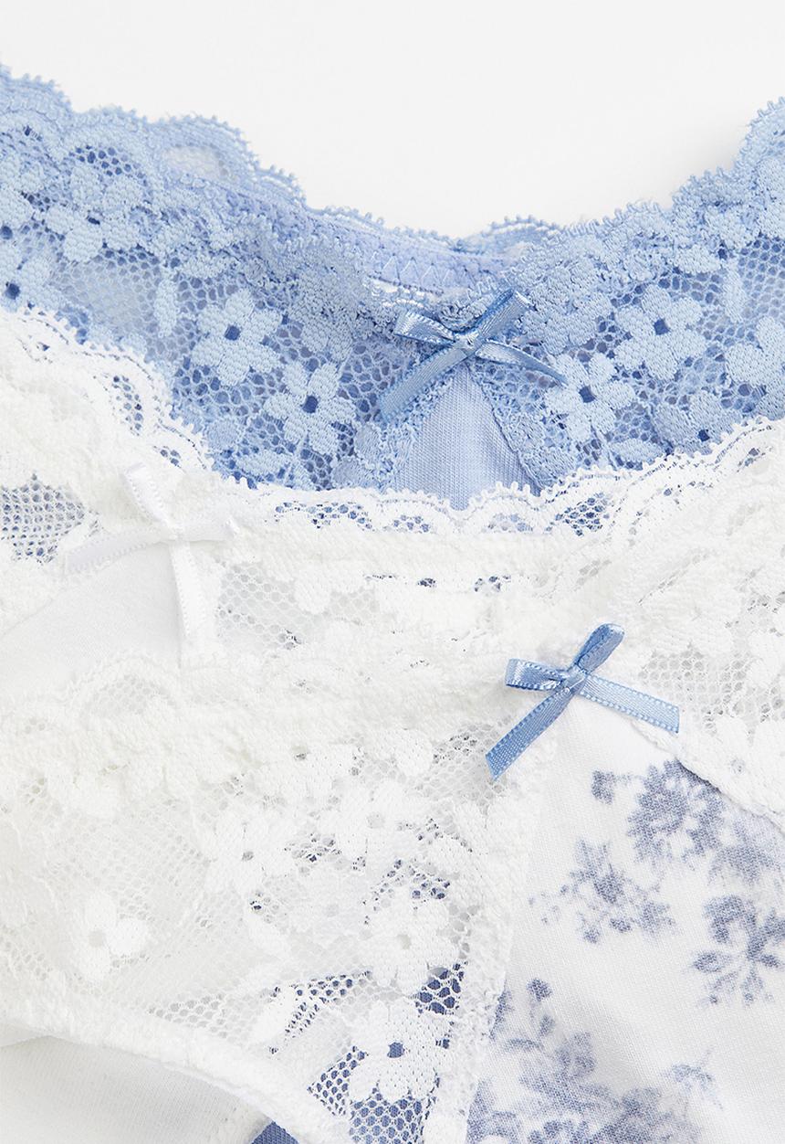 H&M - 3-Pack cotton thong briefs - light blue & white
