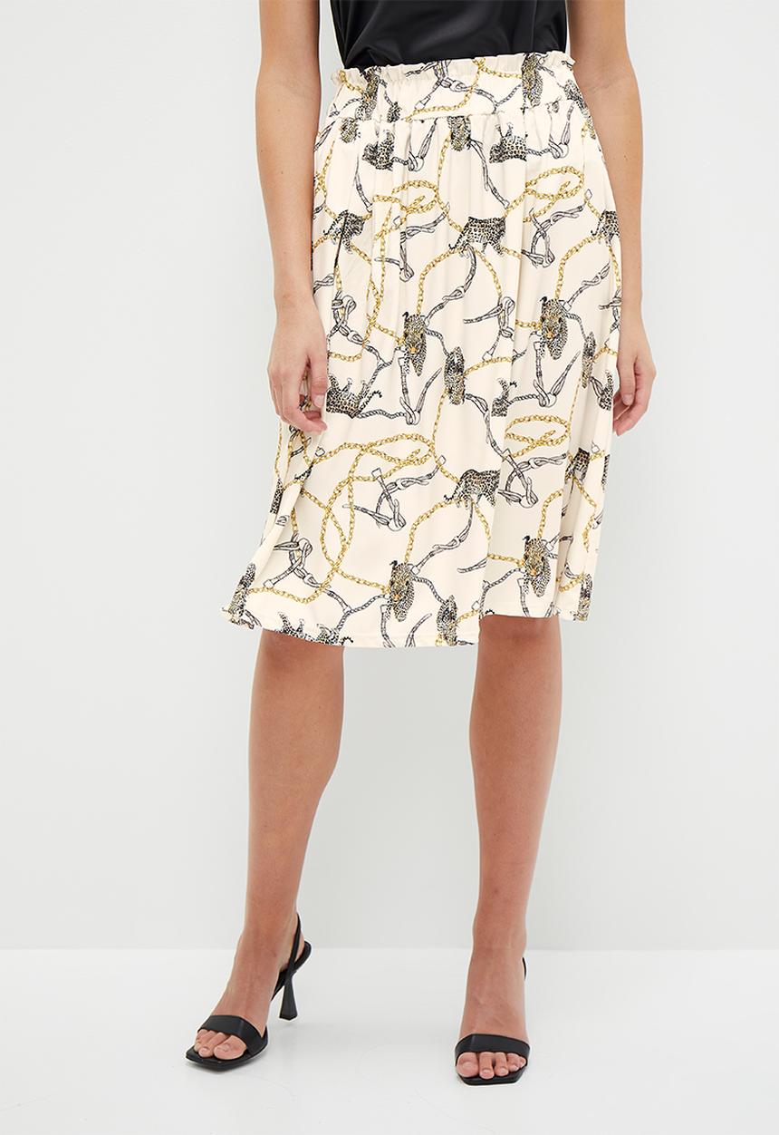 HAILYS - Print elasticated waist skirt - off white