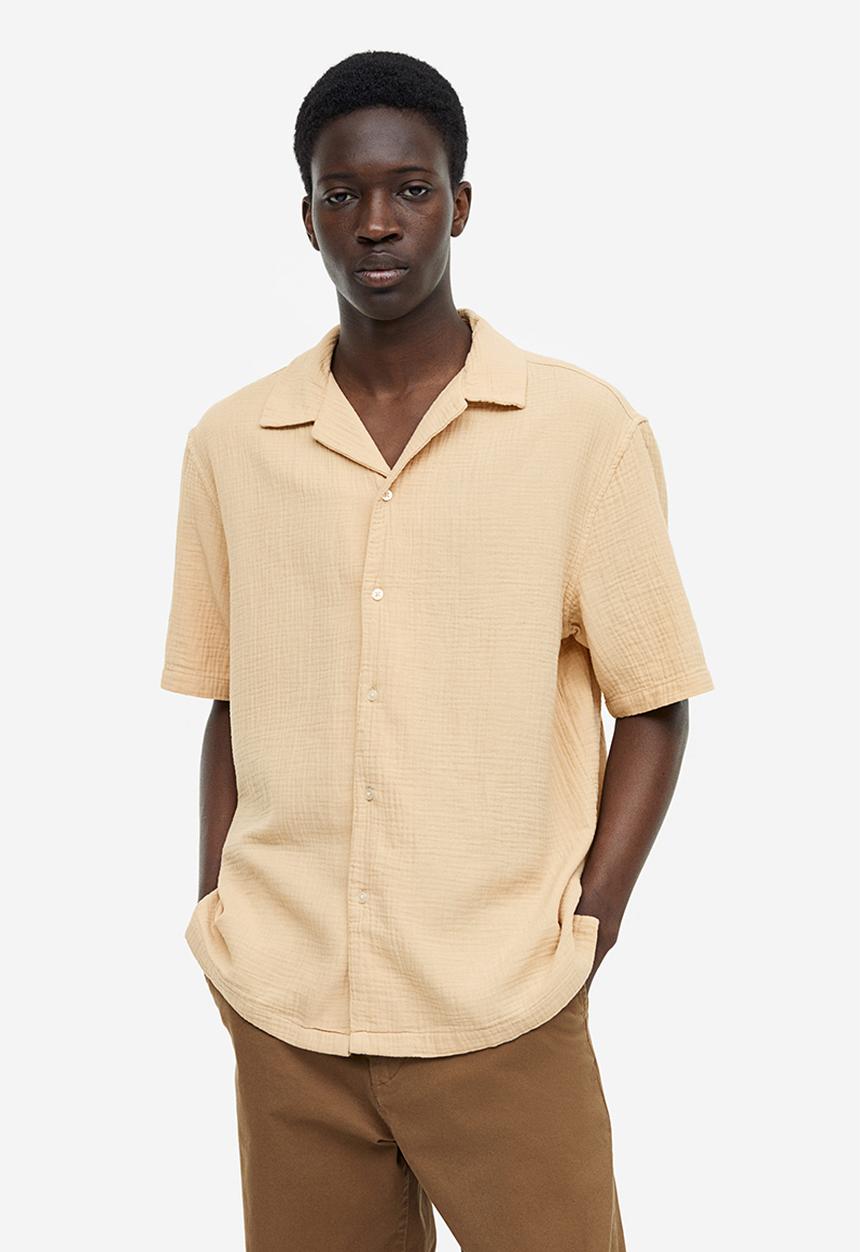 H&M - Regular fit muslin resort shirt - beige
