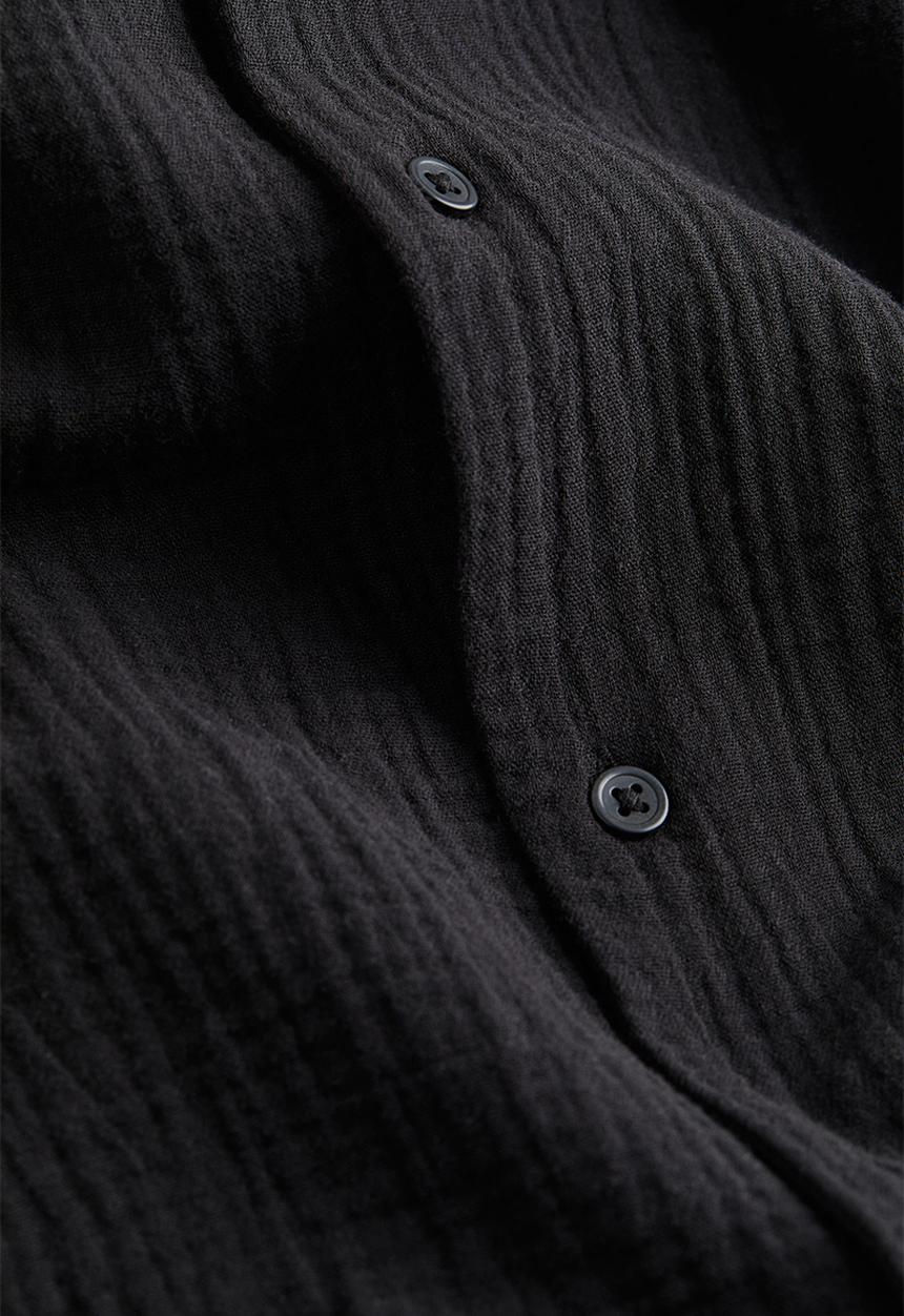 H&M - Regular fit muslin resort shirt - black