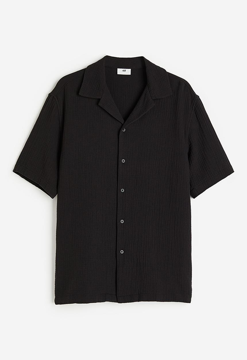 H&M - Regular fit muslin resort shirt - black