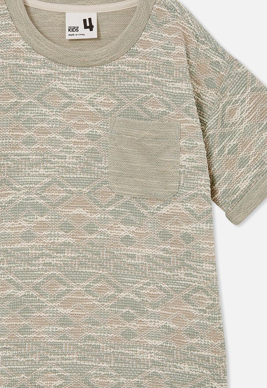 Cotton On - Jett short sleeve textured tee - deep sage texture