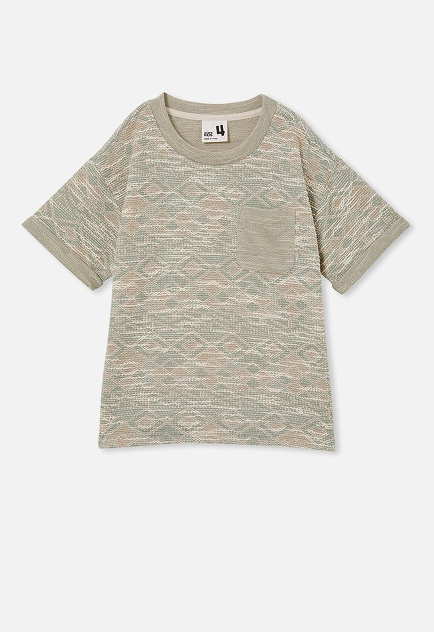 Cotton On - Jett short sleeve textured tee - deep sage texture