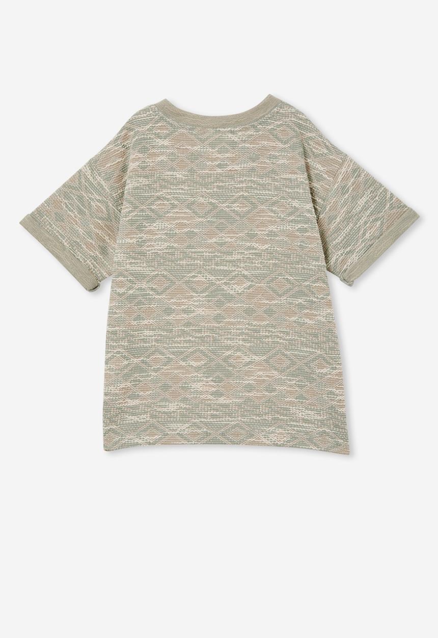 Cotton On - Jett short sleeve textured tee - deep sage texture