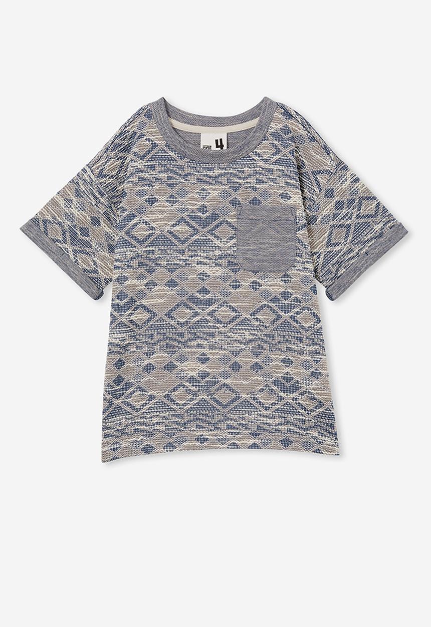Cotton On - Jett short sleeve textured tee - in the navy texture