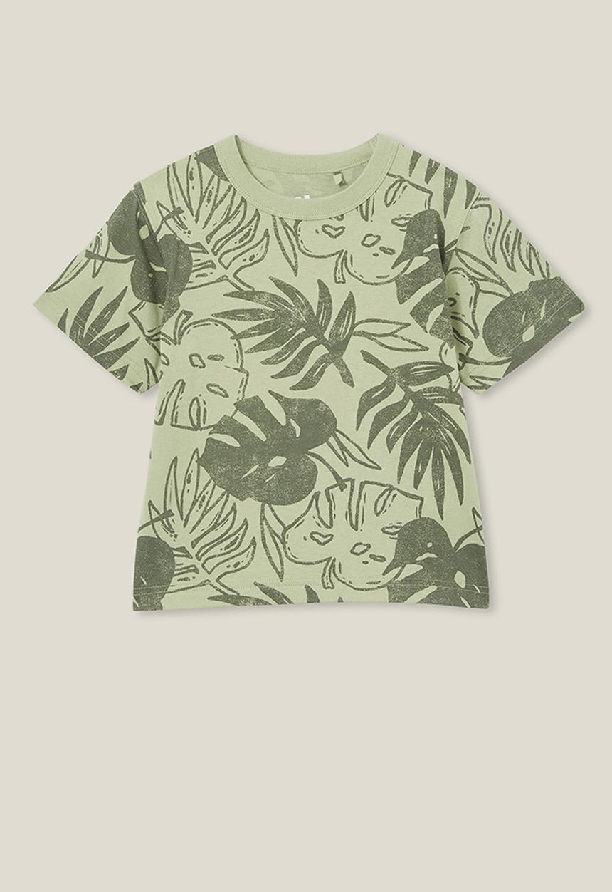 Cotton On - Jonny short sleeve print tee - gumnut green/swag green palm leaf yardage