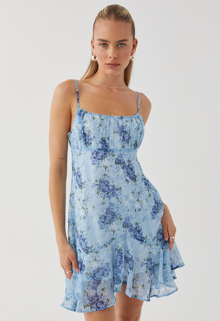 Supré  - Rose Frill Mini Dress - Mona Floral Periwinkle