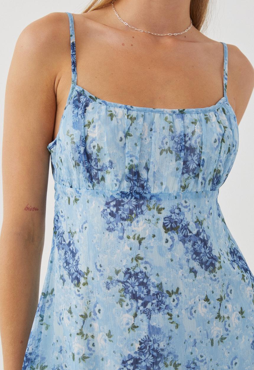 Supré  - Rose Frill Mini Dress - Mona Floral Periwinkle