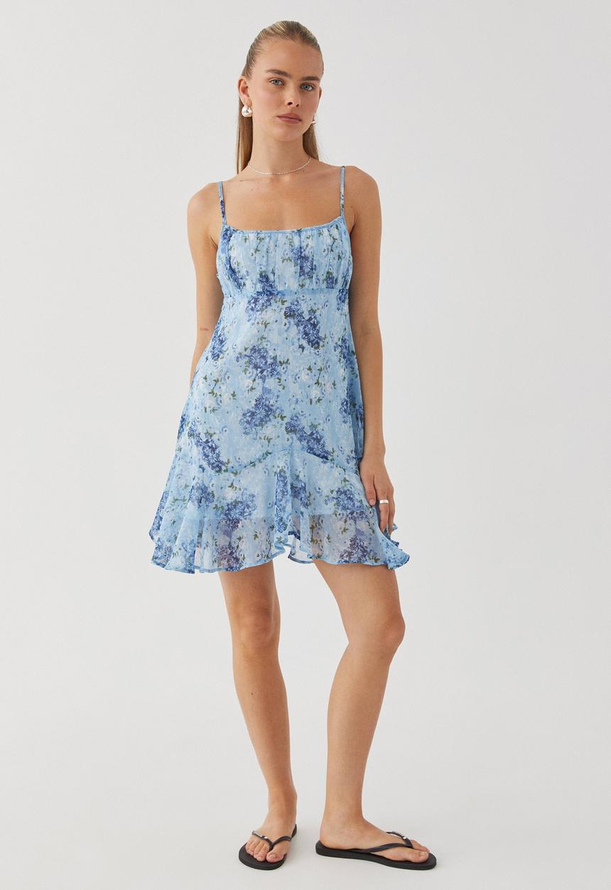 Supré  - Rose Frill Mini Dress - Mona Floral Periwinkle