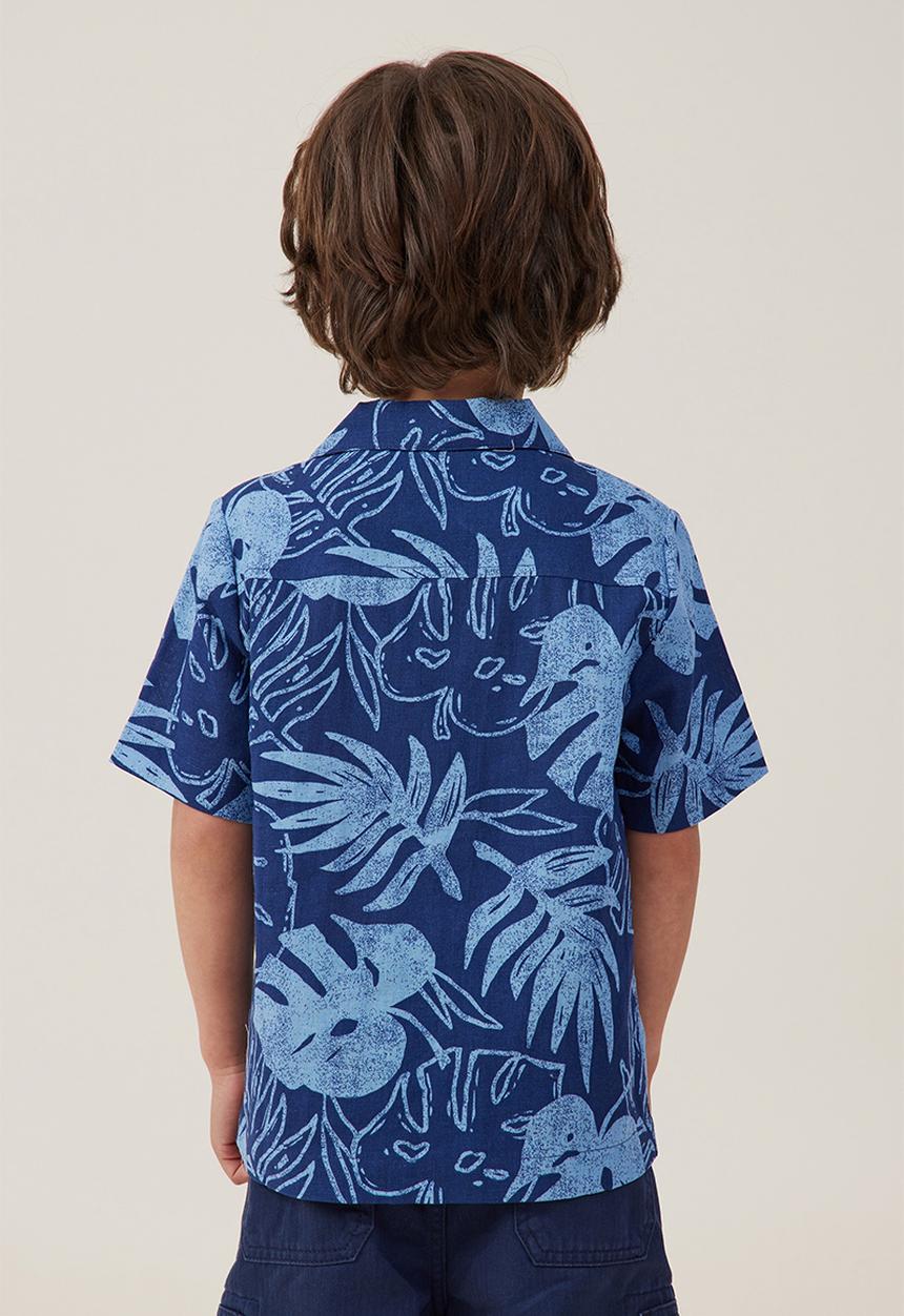Cotton On - Cabana short sleeve shirt - dusk blue / tropical palm