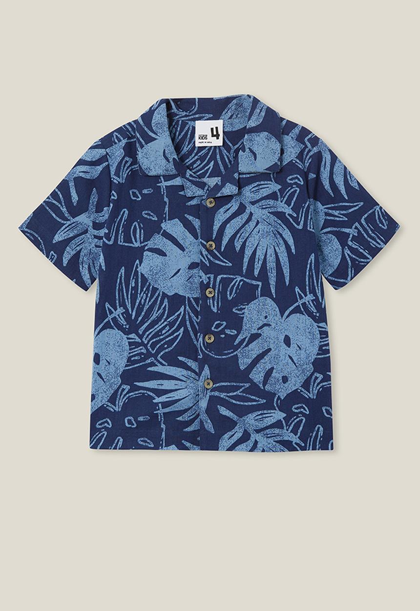 Cotton On - Cabana short sleeve shirt - dusk blue / tropical palm
