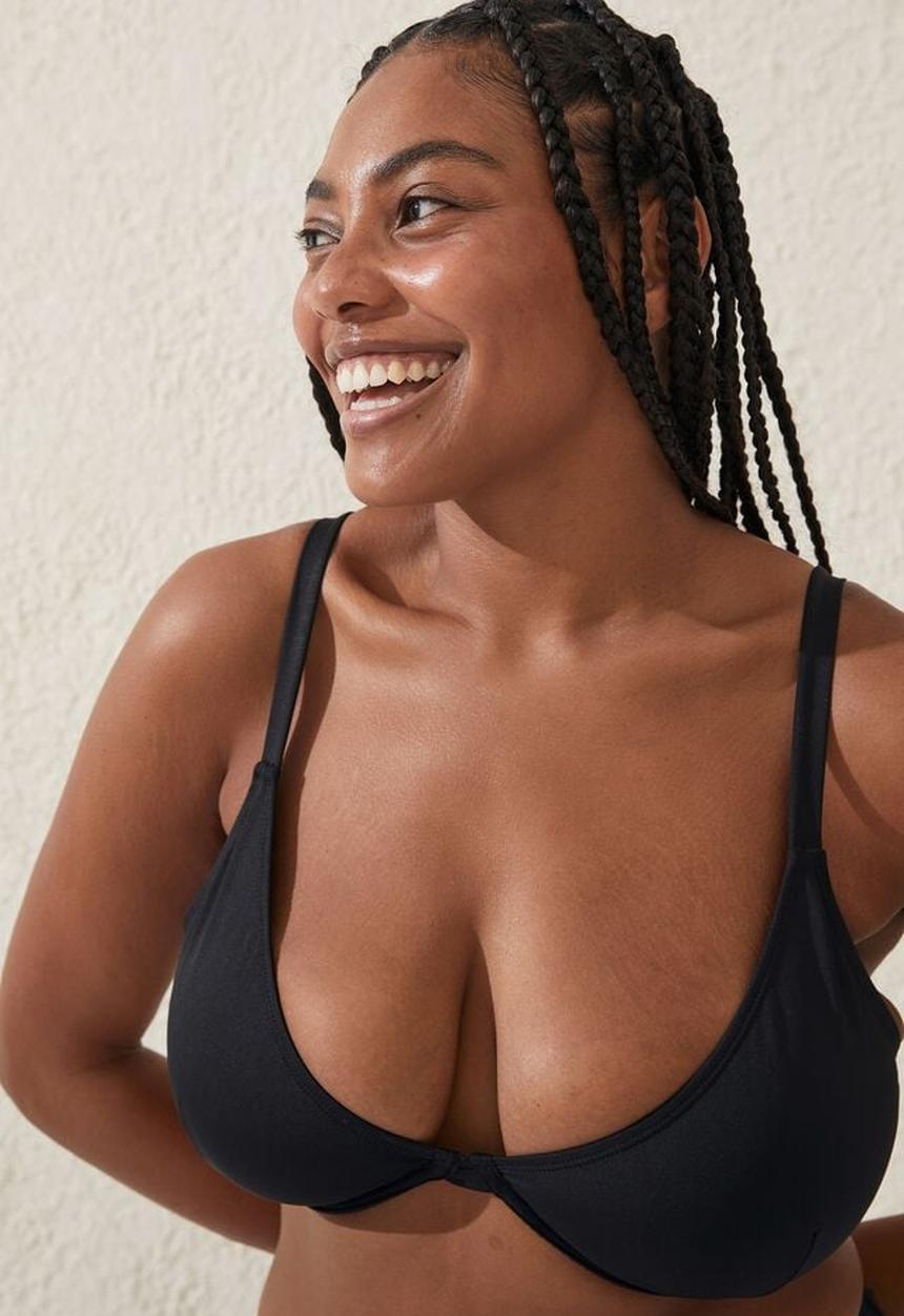 Cotton On - Plus balconette bra d+ bikini top - black