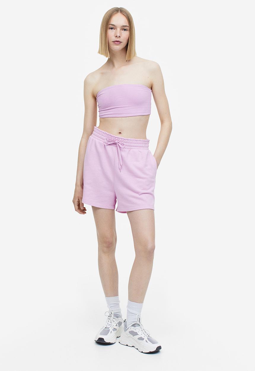 H&M - 2-Pack cropped tube tops - light pink & dark grey 
