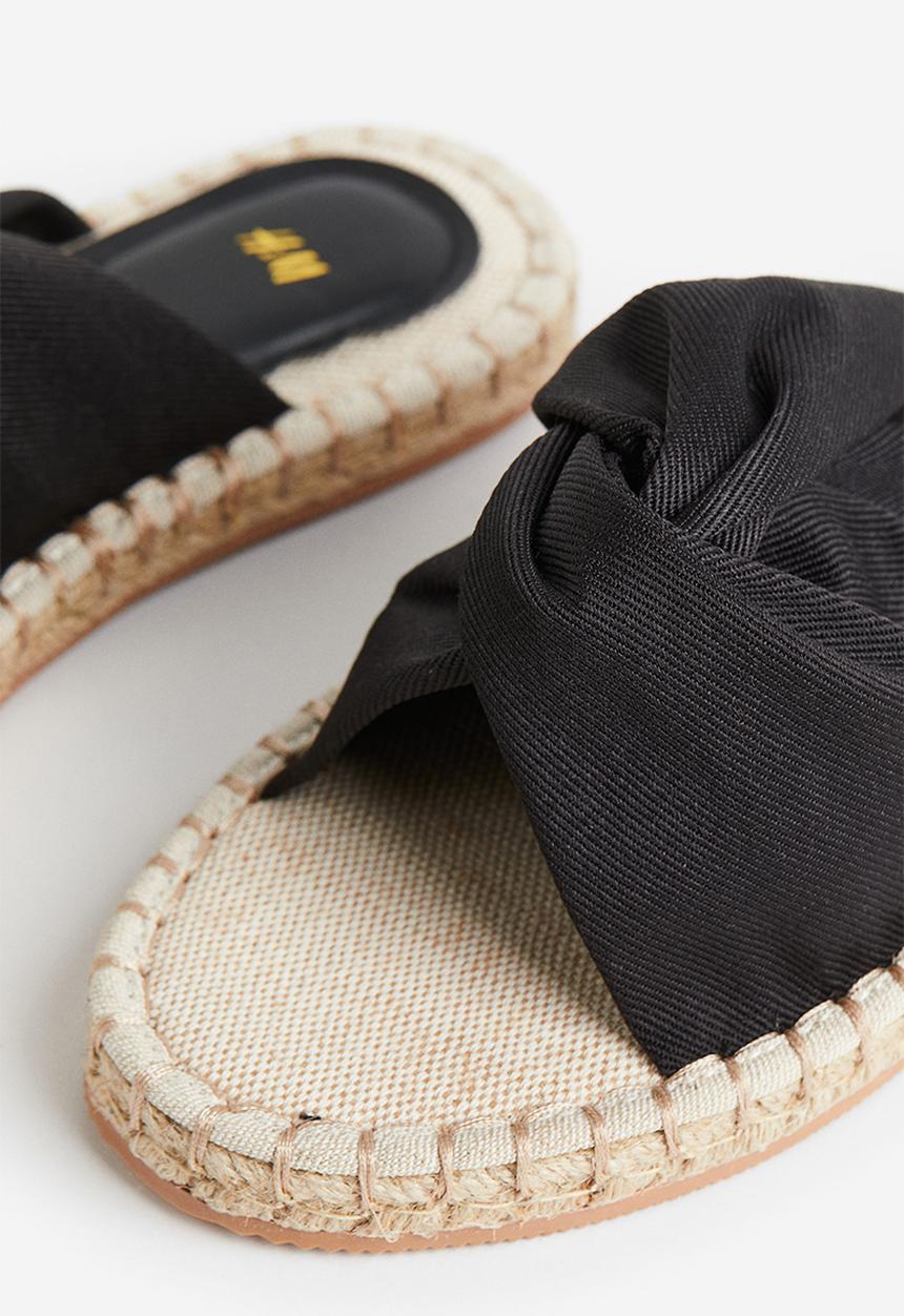 H&M - Knot-detail espadrille slides - black