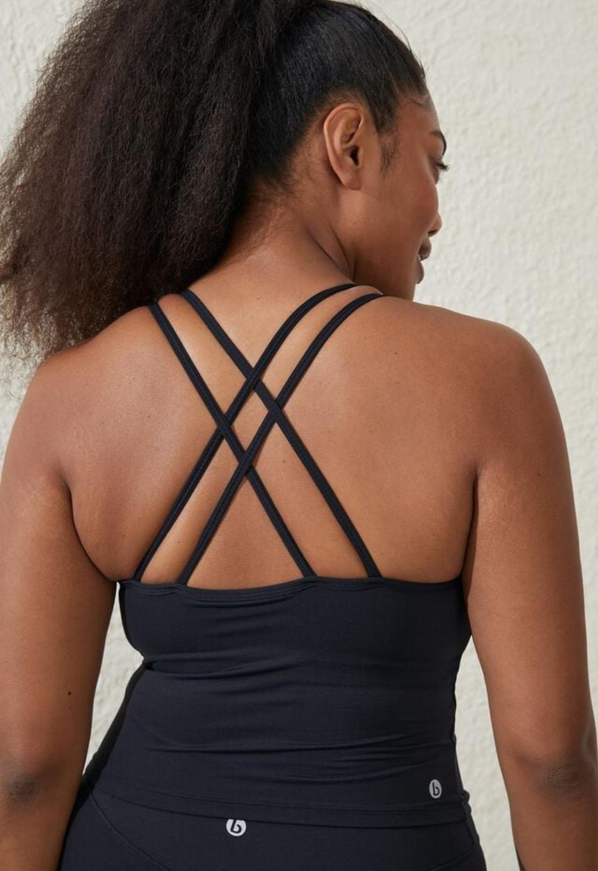 Cotton On - Plus ultra luxe strappy tank - black