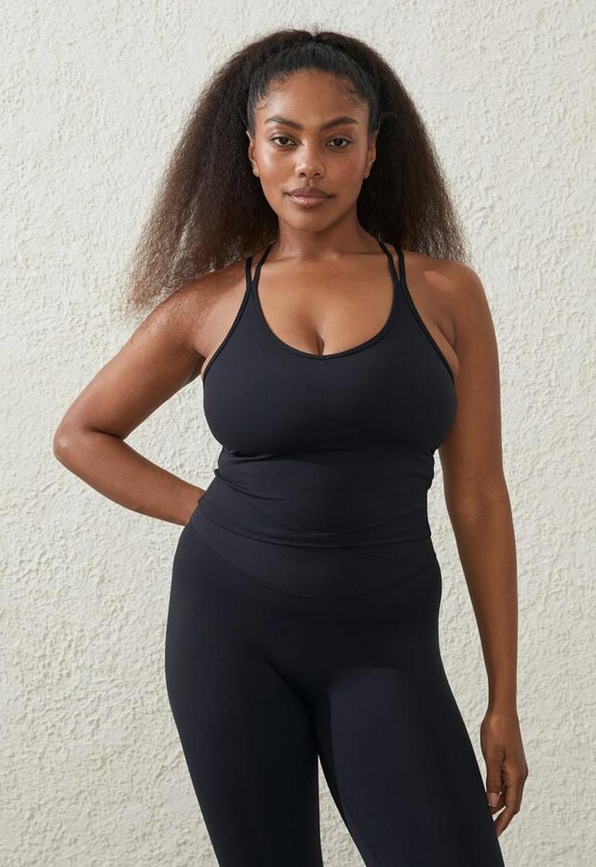 Cotton On - Plus ultra luxe strappy tank - black
