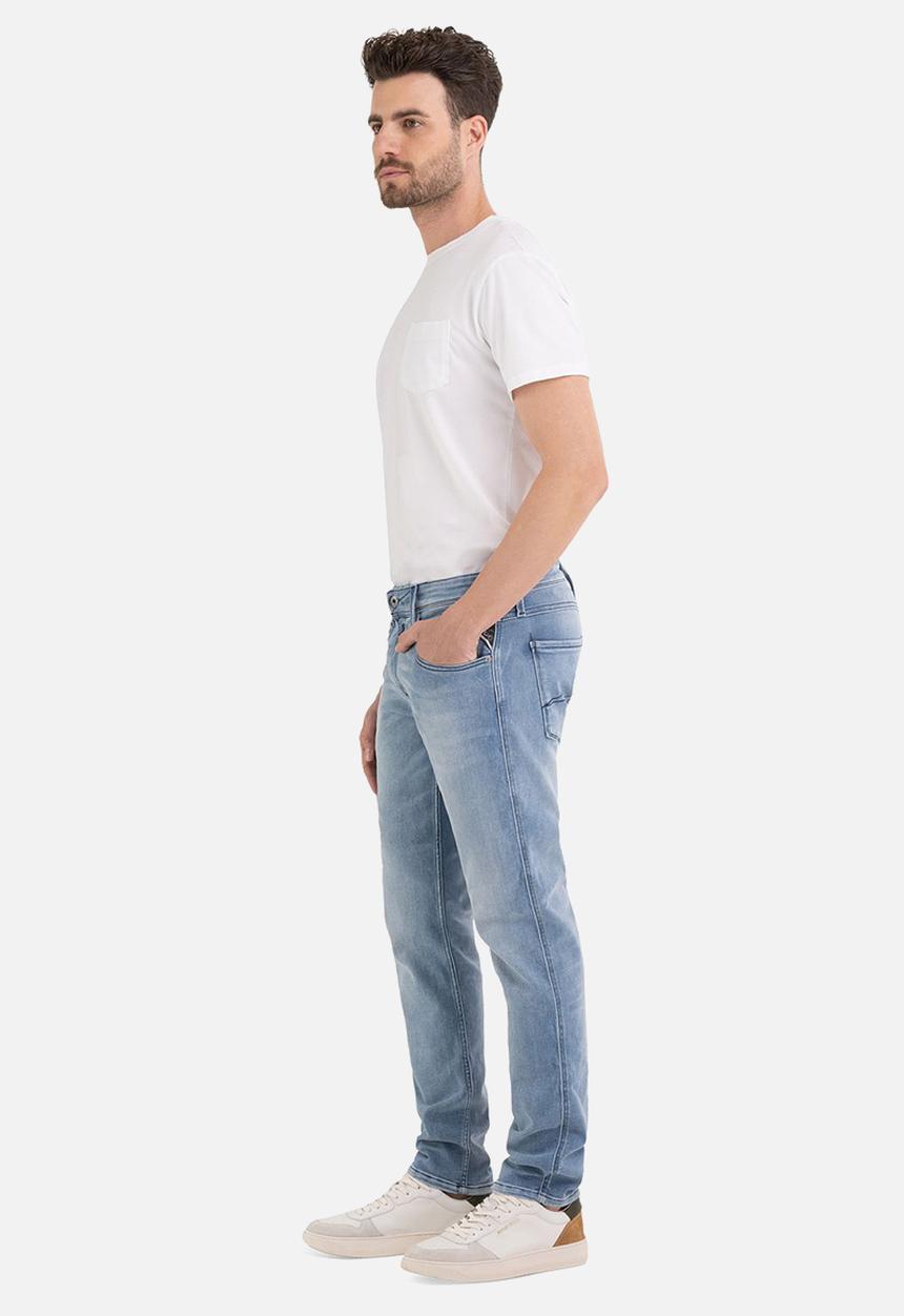 Replay - ANBASS 12 oz mid blue power stretch denim - light blue