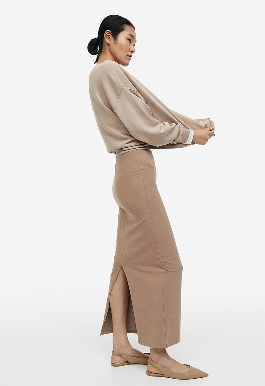 H&M - Long jersey skirt - beige