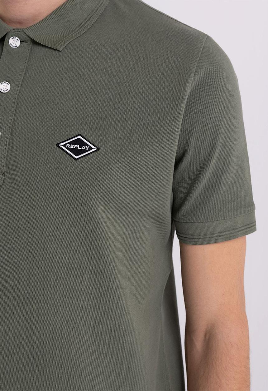 Replay - Garment dyed cotton piquet - sage green